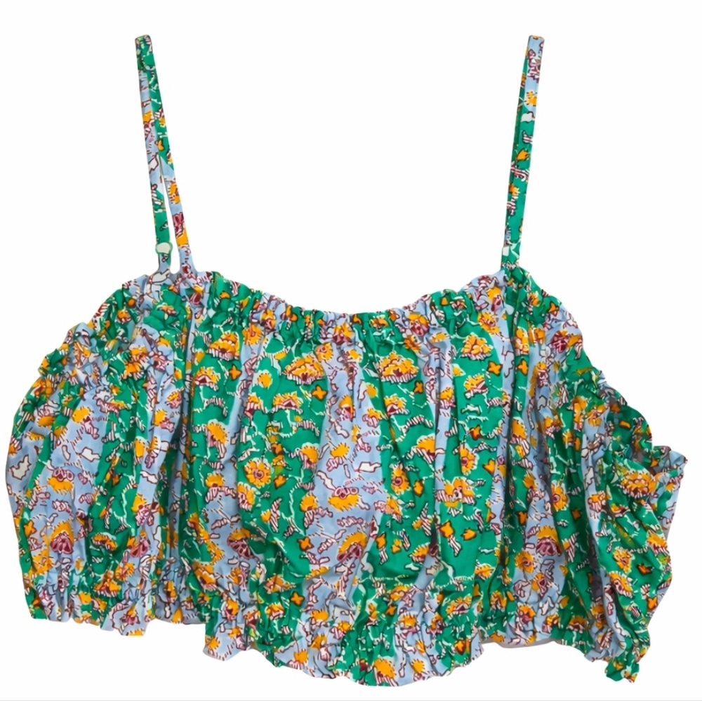 RHODE Floral Green Crop Top
